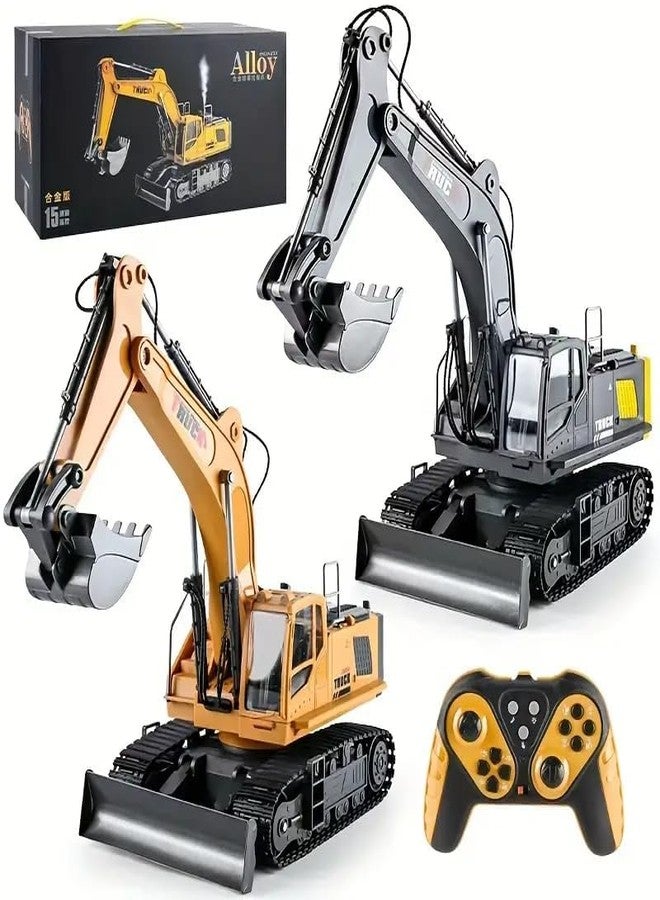 RahiGlow Remote Control Excavator Toys for Boys Rc Digger Construction Toys Tractor,Simulated Smoke, Sound, Lighting, Metal Digging Head,Rc Truck Gifts for Boys - Adult, Multicolor - Image 2